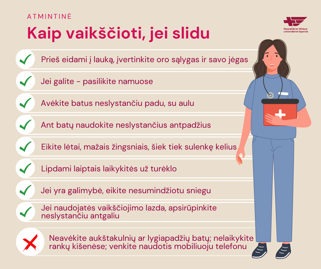 atmintinė_slidu Kaip vaikščioti, jei slidu?