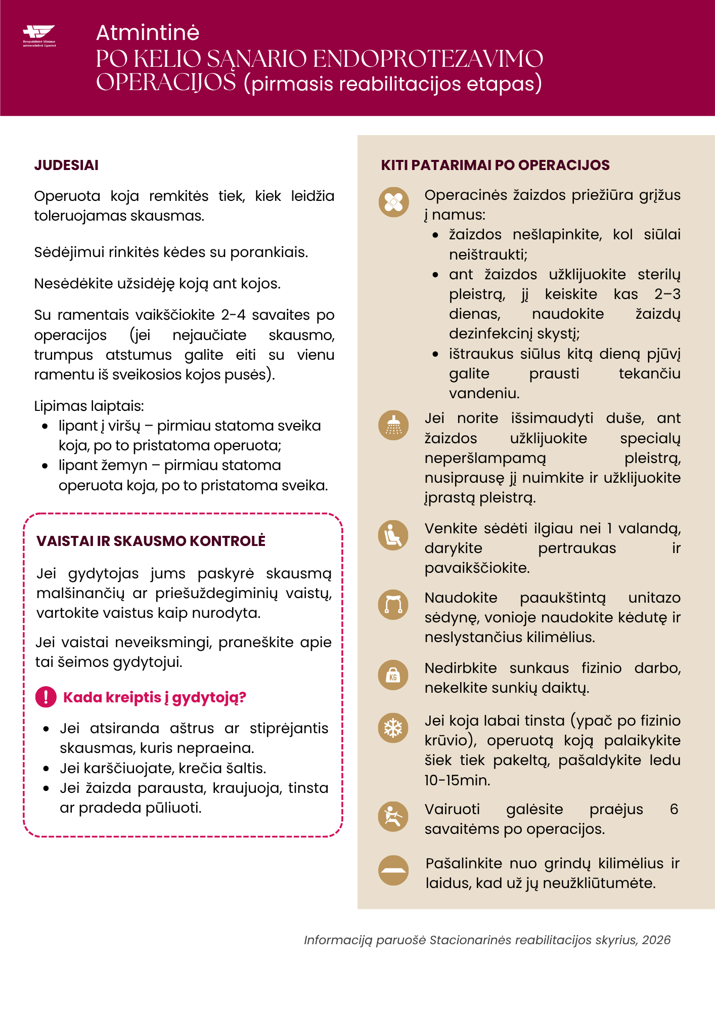 patarimai po kelio endoprotezavimo_I etapas